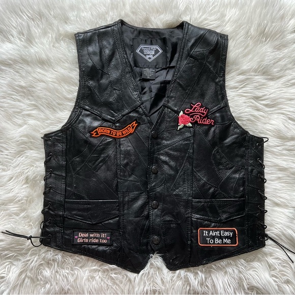 diamond plate Jackets & Blazers - Diamond Plate Rock Design Genuine Leather Vest - Women's Motorcycle Jacket 🏍️